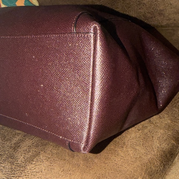 Coach Glittery Brown Leather Tote with Floral Scarf - Picture 11 of 15